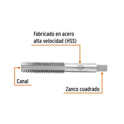 Truper MT-3/16X24, Machuelo semicónico 5/32", Paquete con 1 pieza