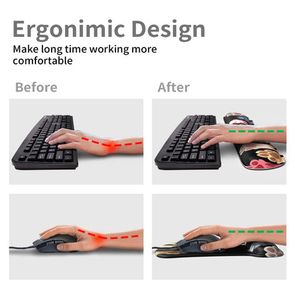 Soporte para reposamuñecas de gel ergonómico para mouse y teclado de espuma viscoelástica, base de poliuretano de goma antideslizante, falfombrilla de mouse para computadora y oficina