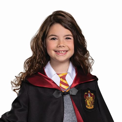 Harry Potter - Disfraz de Hermione Granger Deluxe para niñas, Negro y Rojo, Talla M (7-8)