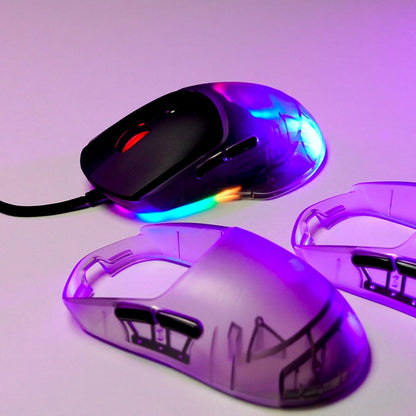 GAME FACTOR MOG530-BK Mouse Gamer, Sensor Pixart 3327, 12000 dpi, RGB, 3 Carcasas Intercambiables, Cable 1.8m, 10M Clics, Polling Rate 1000Hz, Ideal para Juegos PC Color Negro