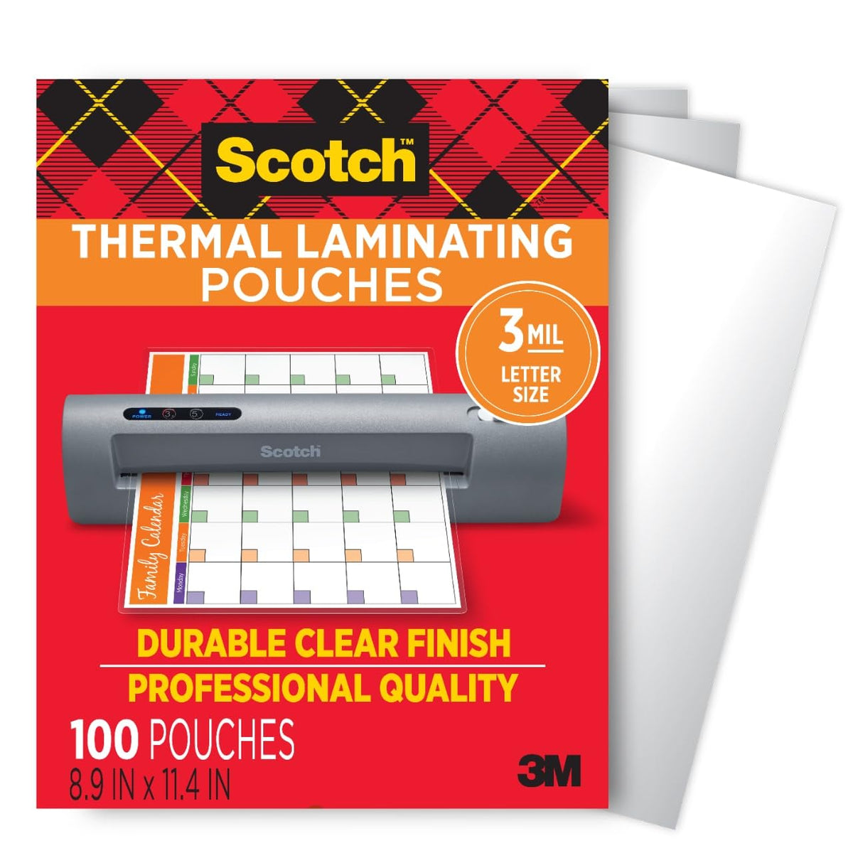 Scotch Bolsas de Laminación Térmica, 22.6 x 28.95 cm, Paquete con 50 - Paquete de 100 - empaque estándar