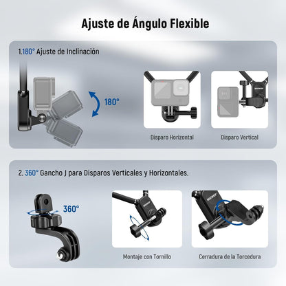 NEEWER Soporte Magnético para Cuello Cámaras Acción & Móvil, GP15 | Compatible con GoPro DJI Insta360 iPhone Samsung; Liberación Rápida; Adaptador Flexible Cámaras Acción POV & Soporte Móvil