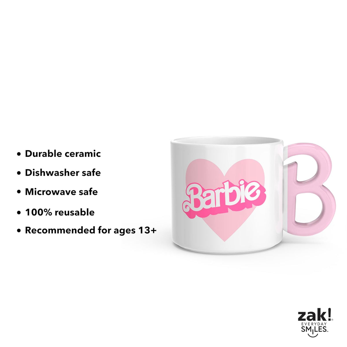 Zak Designs Taza Cerámica Barbie para Bebidas Calientes 15 Onzas