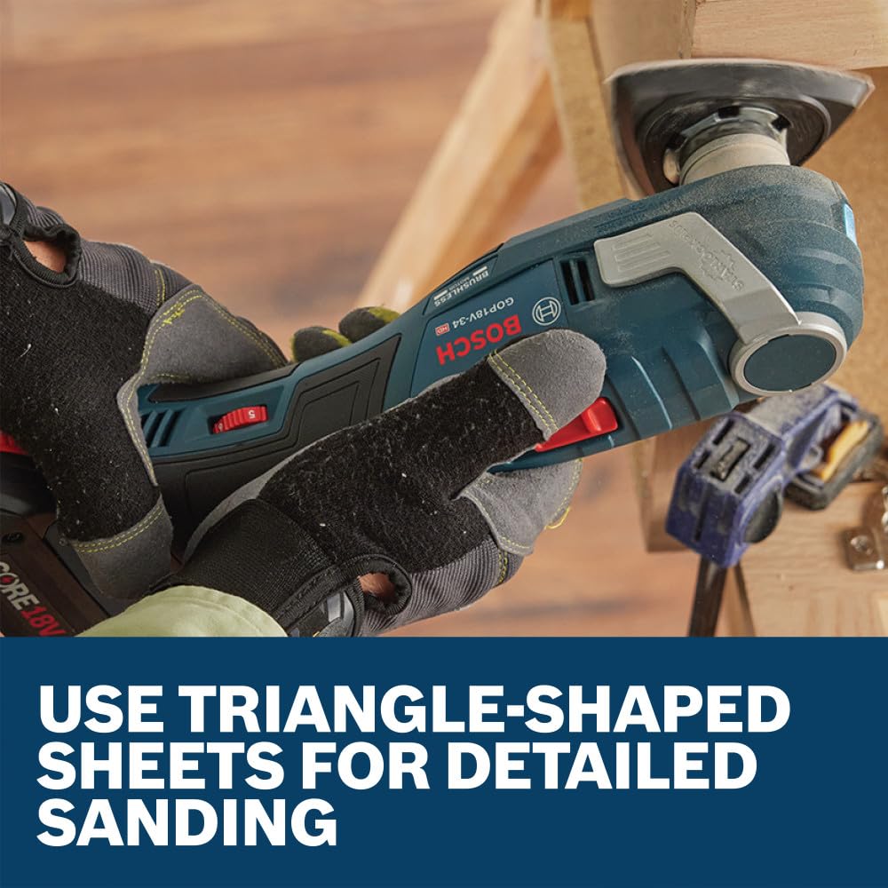 BOSCH OSL350SPD 1 pieza 3-1/2 pulgadas. Starlock Multi herramienta oscilante de madera con gancho y bucle Delta para aplicaciones de lijado multiusos en madera contrachapada, maderas duras, maderas blandas