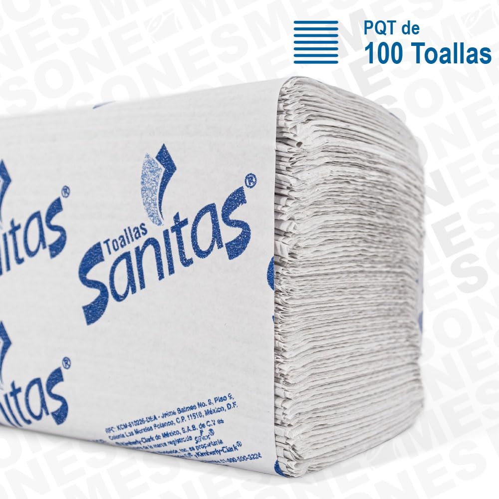 Kimberly-Clark Toalla Interdoblada para Manos Sanitas, Caja con 20 Fajillas de 100 Toallas, con Grabado, Professional