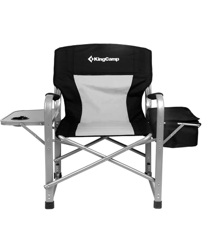 KingCamp Silla Director XXL Extra Grande con Mesa Lateral, Silla de Camping Reforzada 600 LB con Bolsa Térmica, Plegable y Portátil con Asiento Ancho para Camping, Pesca, Jardín y Deportes