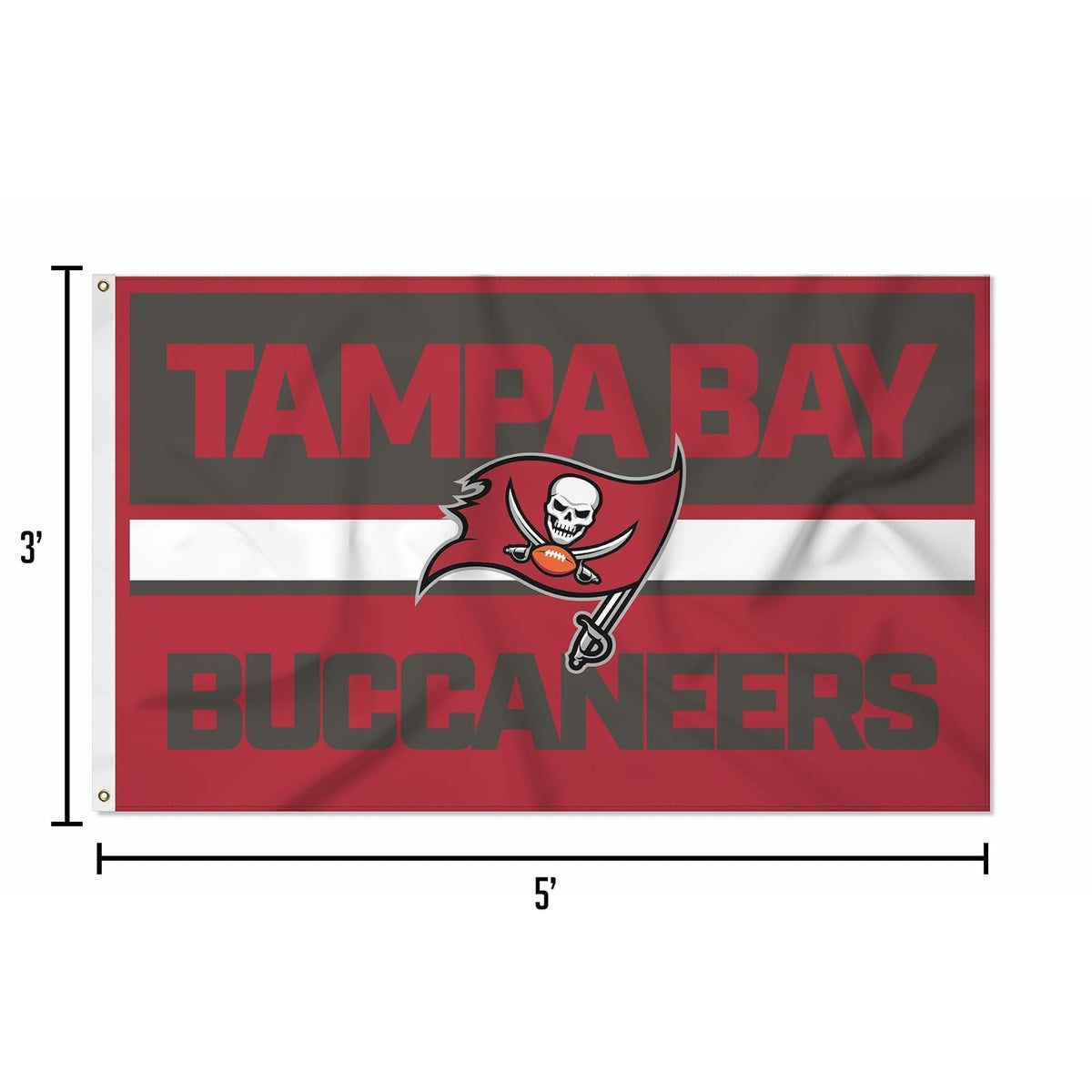 Rico Industries NFL - Bandera de fútbol de Tampa Bay Bold de 3 x 5 pies, bandera de una sola cara, interior o exterior, decoración del hogar
