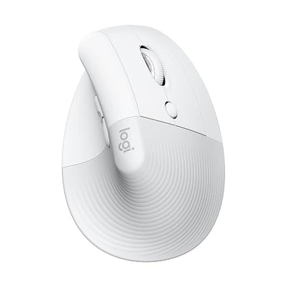Logitech Lift Mouse Ergonómico Vertical, Inalámbrico, Bluetooth o Receptor Logi Bolt USB, clics Silenciosos, 4 Botones, Compatible con Windows/macOS/iPadOS, Laptop, PC - Blanco