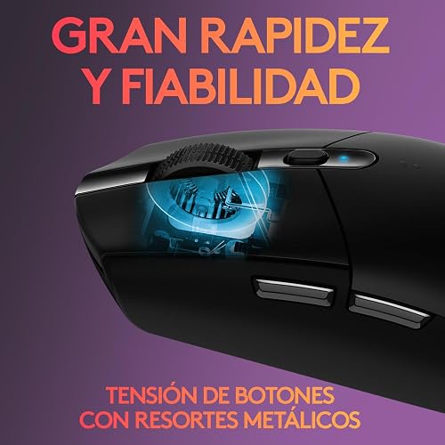 Logitech G305 Lightspeed Mouse Gamer Inalámbrico, Sensor Hero 12K, 12,000 dpi, Batería de 250h, 6 Botones Programables, Memoria Integrada, PC/Mac - Negro