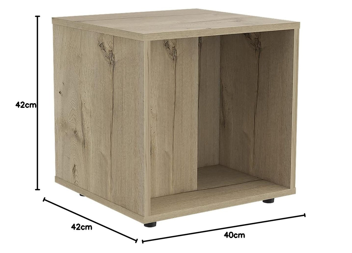 Deco Home KLIK Mesa Auxiliar prana armable, Color Duna, Dimensiones 42 Largo X 40 Ancho X 42 Alto cm, Estilo contemporáneo, con Espacios Laterales