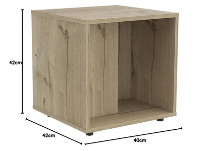 Deco Home KLIK Mesa Auxiliar prana armable, Color Duna, Dimensiones 42 Largo X 40 Ancho X 42 Alto cm, Estilo contemporáneo, con Espacios Laterales