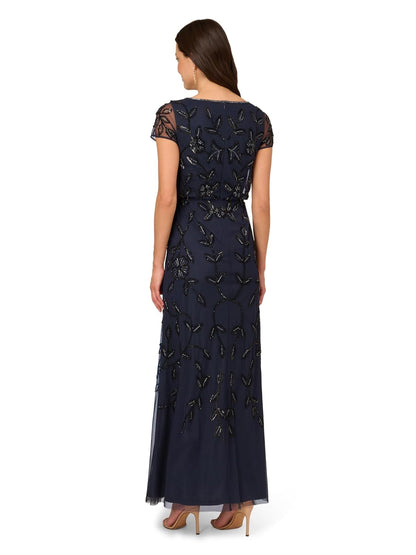 Adrianna Papell Vestido Largo con abalorio Blouson Vestido para ocasión especialMujer