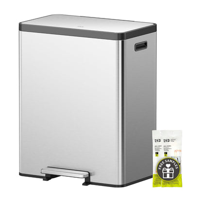 Bote de basura EKO EcoCasa II para reciclaje para cocina con doble compartimento, de 36 litros + 24 litros, con acabado de acero inoxidable.