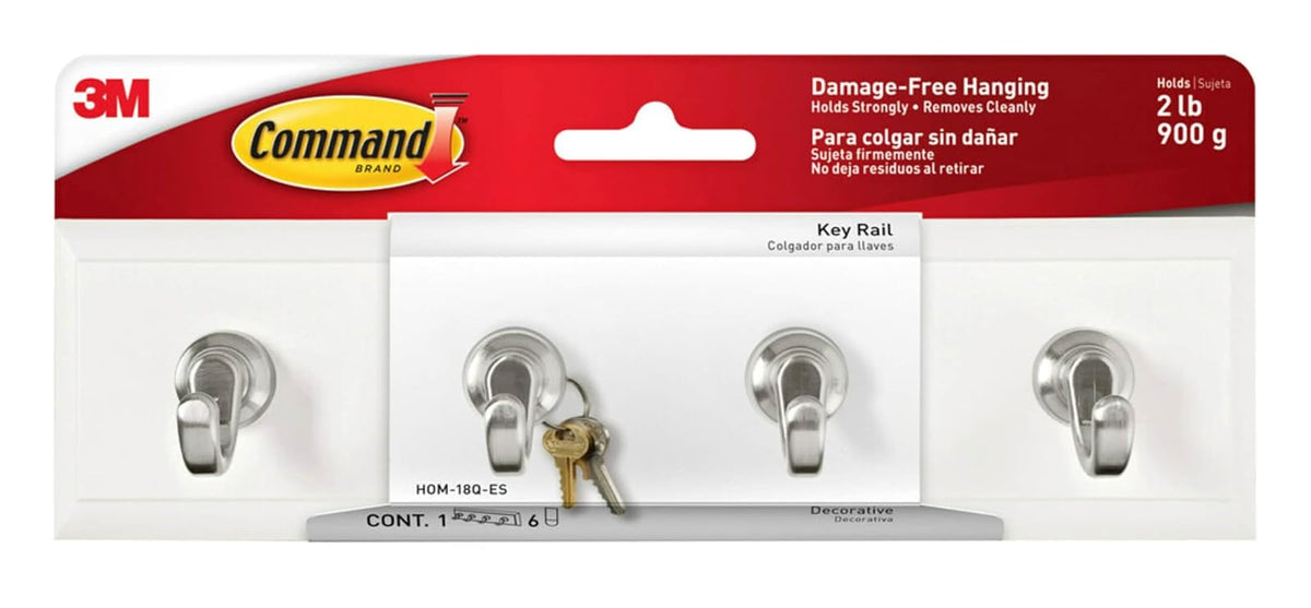 Command HOM-18Q-ES - Llave de carril, 1 paquete, cuarzo