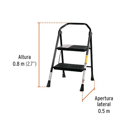 Escalera Tubular, Plegable, 2 peldaños, Truper