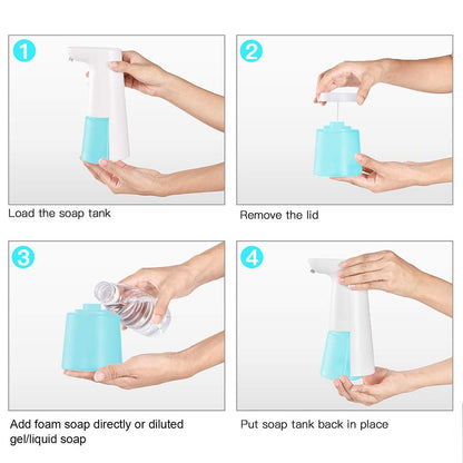 LAOPAO - Dispensador automático de jabón espumoso, sin contacto, manos libres, para encimera, cocina y baño