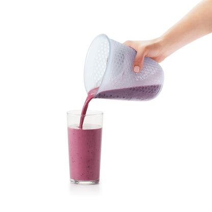 OXO Good Grips 1-cup Squeeze & Pour taza de medir de silicona con Stay-Cool patrón, Transparente, 4 tazas, 1