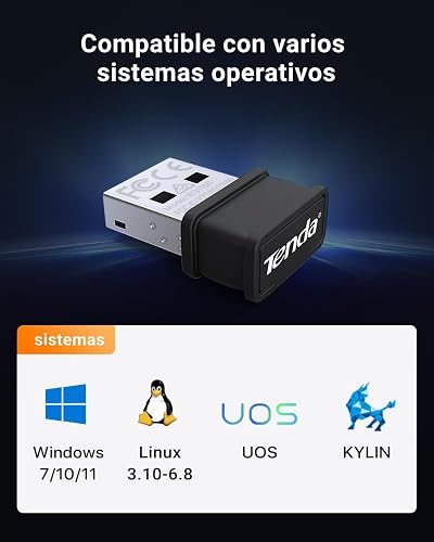 Tenda W311MI Adaptador WiFi 6 USB AX300,2.4GHz, USB WiFi para PC, Alta Velocidad 300Mbps, Antena Interna, WiFi Dongle, Ap Integrado, Seguridad WPA/WPA2, Compatible con Windows 7/10/11