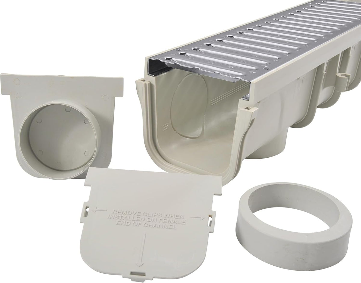 NDS 864GMTL Pro Channel Kit de drenaje con rejilla metálica, 5 pulgadas, gris