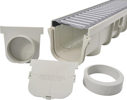 NDS 864GMTL Pro Channel Kit de drenaje con rejilla metálica, 5 pulgadas, gris