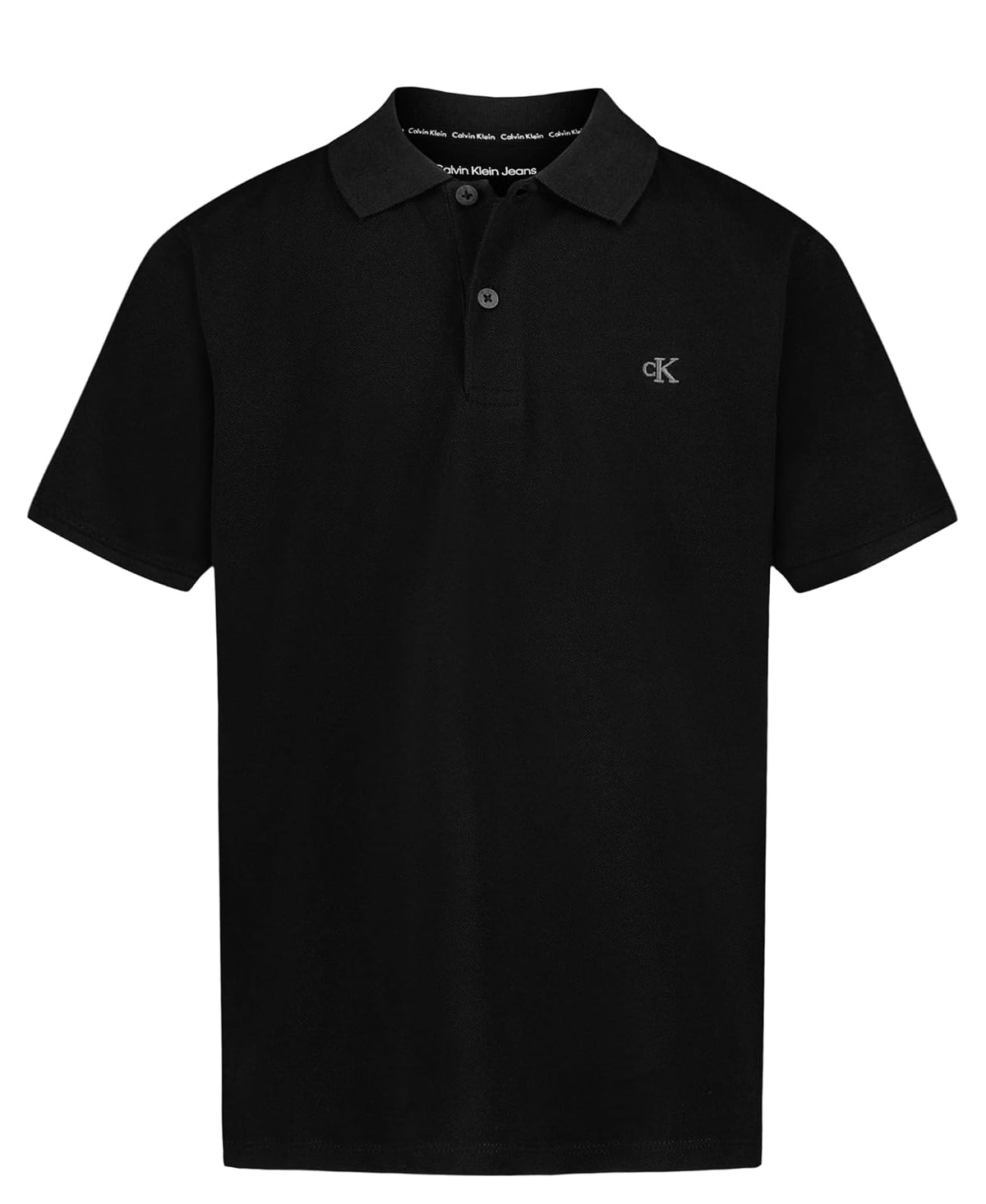 Calvin Klein Polo Manga Corta Marled Space Dye para Niño - Negro - - 10-12