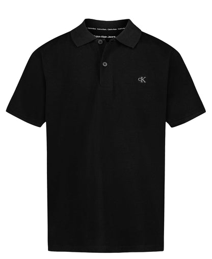 Calvin Klein Polo Manga Corta Marled Space Dye para Niño - Negro - - 10-12