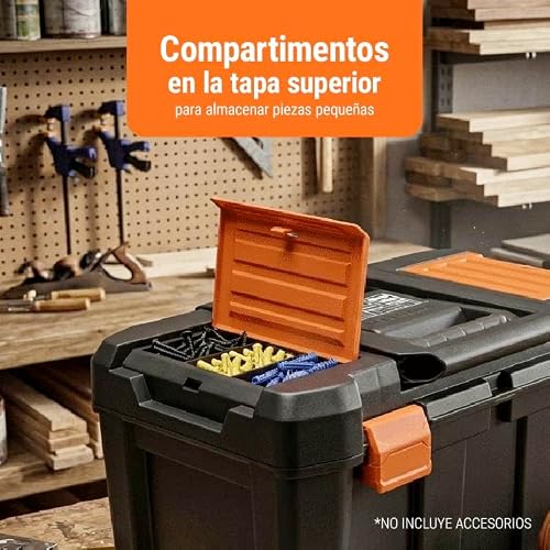 Truper CHP-1925R, Caja para herramientas 19"x25" 3 en 1 desmontable con ruedas grandes de uso rudo
