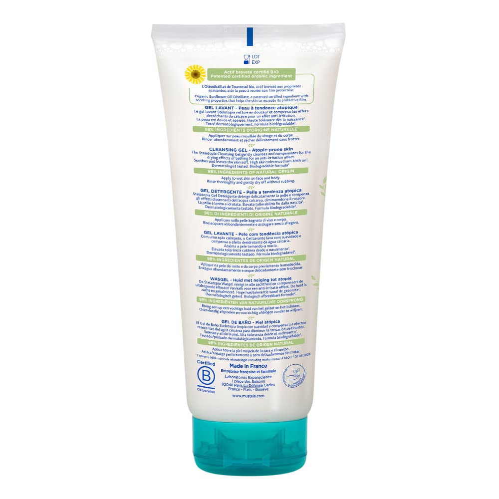 Mustela Stelatopia Gel Lavante para Bebé Piel Atópica, 200ml