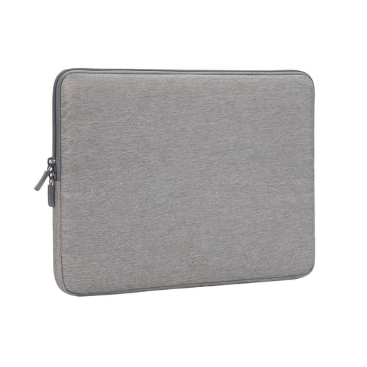 Rivacase 7703 Elegante Funda Gris p MacBook Pro 14 o Ultrabook 13.3". Fabricada con RPET Ecológico Reciclado, Resistente al Agua, Doble Cierre, Protección contra Golpes Accidentales Colección Suzuka
