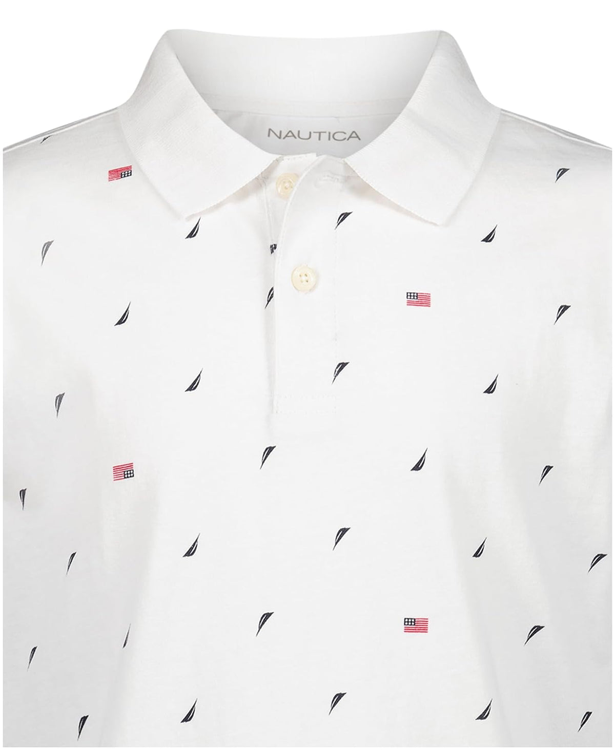 Nautica - Polo de Manga Corta con Estampado Completo, Cierre de botón, Suave y cómodo