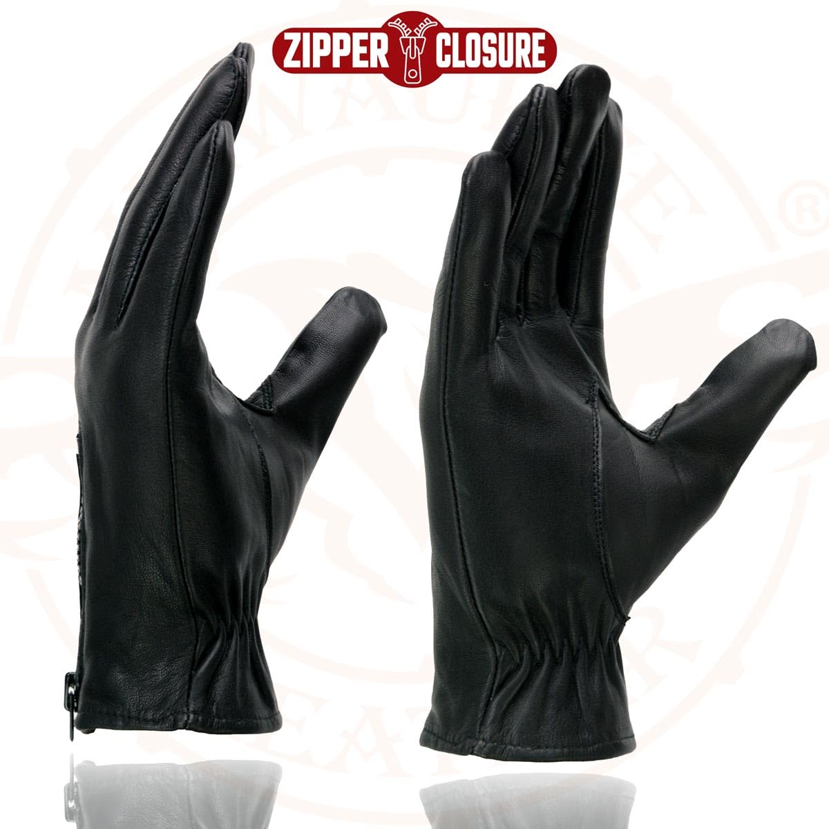 Milwaukee Leather Guantes de Piel Ligeros para Motocicleta con Cierre de Muñeca, Negro, L, SH226D