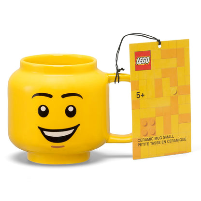 Lego: Taza de cerámica pequeña - Happy Boy - 8.5 onzas (255 ml), cabeza clásica de miniaturas amarilla, taza novedosa, apta para lavaplatos, bebidas calientes y frías, gráfico facial