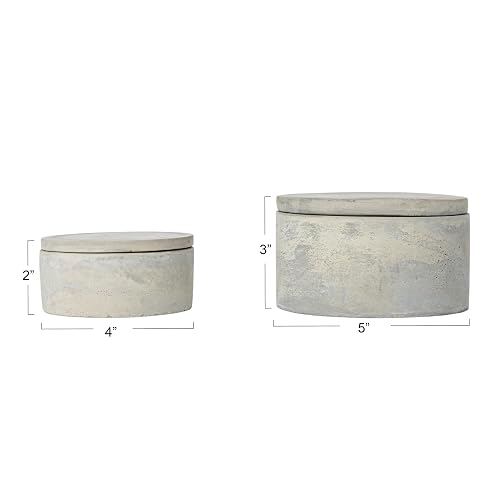 Bloomingville A75500081 - Juego de 2 cajas decorativas redondas de cemento gris