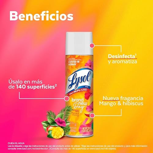 Lysol Desinfectante Antibacterial para Superficies Fragancia Mango & Hibiscus 538g g