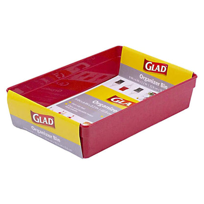 Glad - Bandeja de almacenamiento de plástico para cajones, organizador resistente para el hogar, cocina, baño, recámara, oficina, pies antideslizantes, rojo, 9 x 6 pulgadas