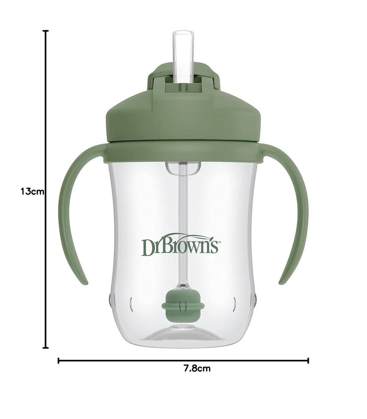 Dr. Brown'S- Vaso de Entrenamiento con Popote con Peso Milestones Baby's First, 9 oz/270 ml, Verde Oliva, sin BPA, 6 Meses en adelante