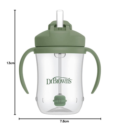 Dr. Brown'S- Vaso de Entrenamiento con Popote con Peso Milestones Baby's First, 9 oz/270 ml, Verde Oliva, sin BPA, 6 Meses en adelante