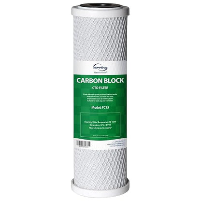 iSpring FC15 Cartucho de Filtro de Agua Bloque de Carbón CTO 5 Micras | 10" x 2-1/2". Cartucho de repuesto. Compatible con sistemas de ósmosis inversa. Bajo fregadero.