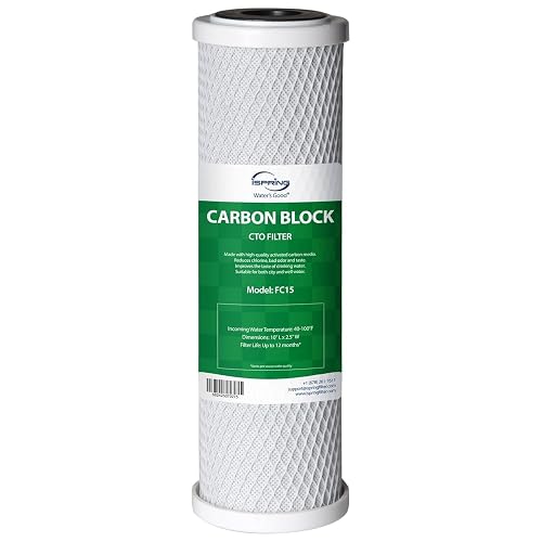iSpring FC15 Cartucho de Filtro de Agua Bloque de Carbón CTO 5 Micras | 10" x 2-1/2". Cartucho de repuesto. Compatible con sistemas de ósmosis inversa. Bajo fregadero.