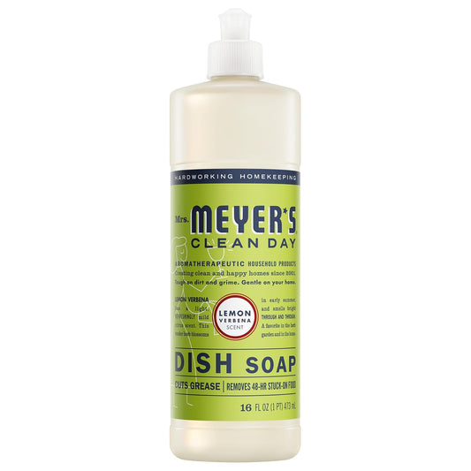 Mrs. Meyer’s Jabón para Trastes Líquido Limón Verbena 473 ml, Dish Soap con Ingredientes Naturales, Aroma Fresco Refrescante Poder Desengrasante, Sin Parabenos, Cruelty Free