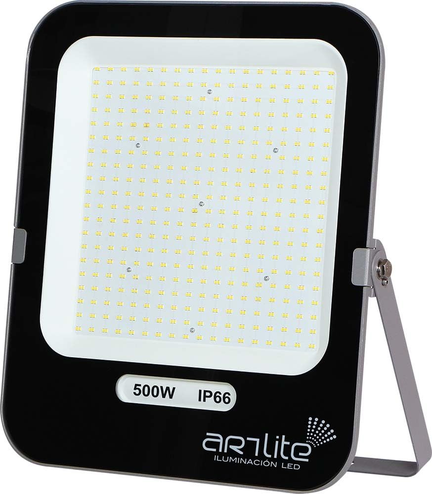 Reflector LED SMD Cuadrado Slim 500W Blanco Frío, 6500K, 62,500 Lúmenes, Aluminio + Vidrio, Alta Potencia, Resistente a Climas Extremos