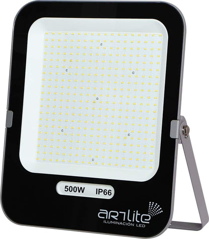 Reflector LED SMD Cuadrado Slim 500W Blanco Frío, 6500K, 62,500 Lúmenes, Aluminio + Vidrio, Alta Potencia, Resistente a Climas Extremos