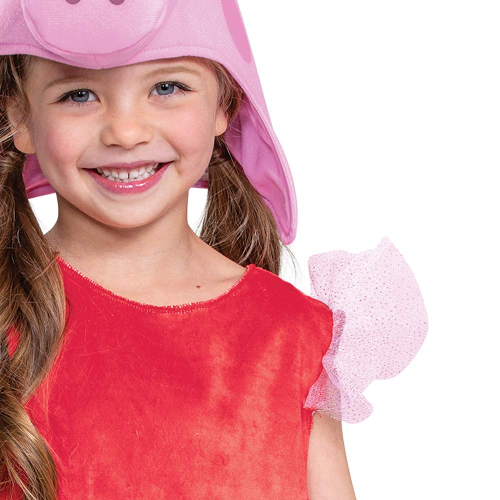 Disfraz de Peppa Pig para niñas, vestido y sombrero oficial de Nick Jr, talla M (3T-4T)