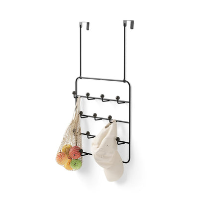 Umbra Estique Organizador con múltiples ganchos | Clavijas de madera de acero, sin enganches, se adapta a puertas de 1.6 pulgadas, acabado recubierto de energía