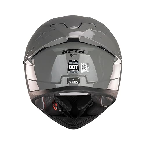 KOV Casco Beta Gris Brillante Integral para Moto Certificado Dot