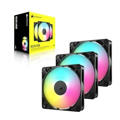Corsair RS120 ARGB 120mm Ventiladores PWM – Conexión en Cadena – Bajo Nivel de Ruido – Rodamiento Magnético de Cúpula – Paquete Triple – Negro