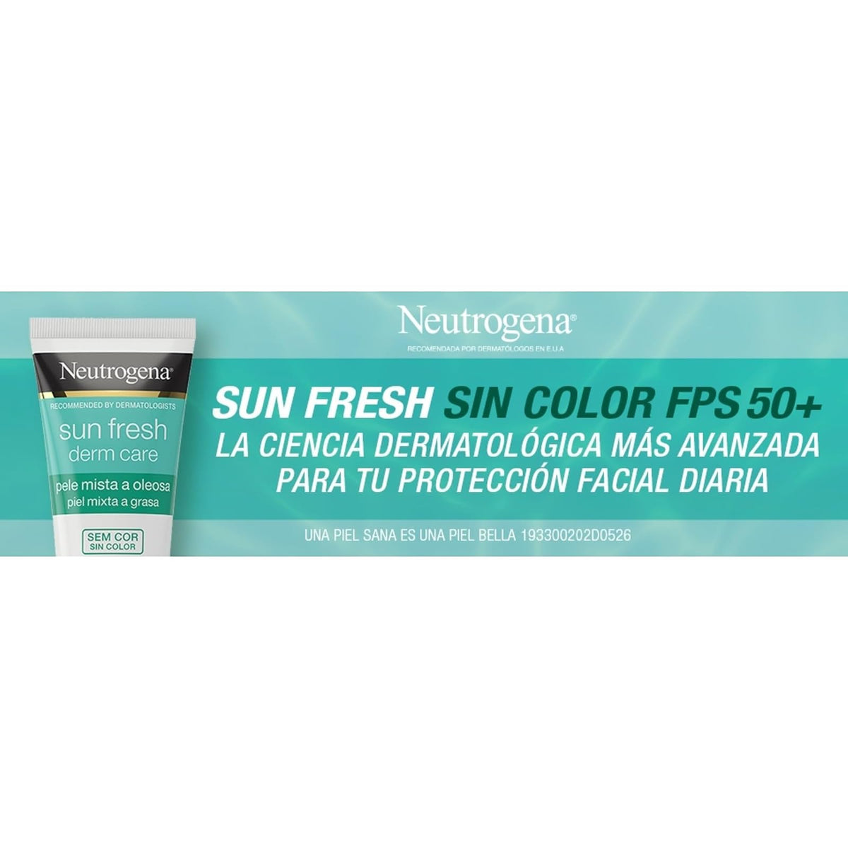 Neutrogena Sun fresh Protector Solar Facial sin color Dermcare Niacinamida FPS50+, 40g