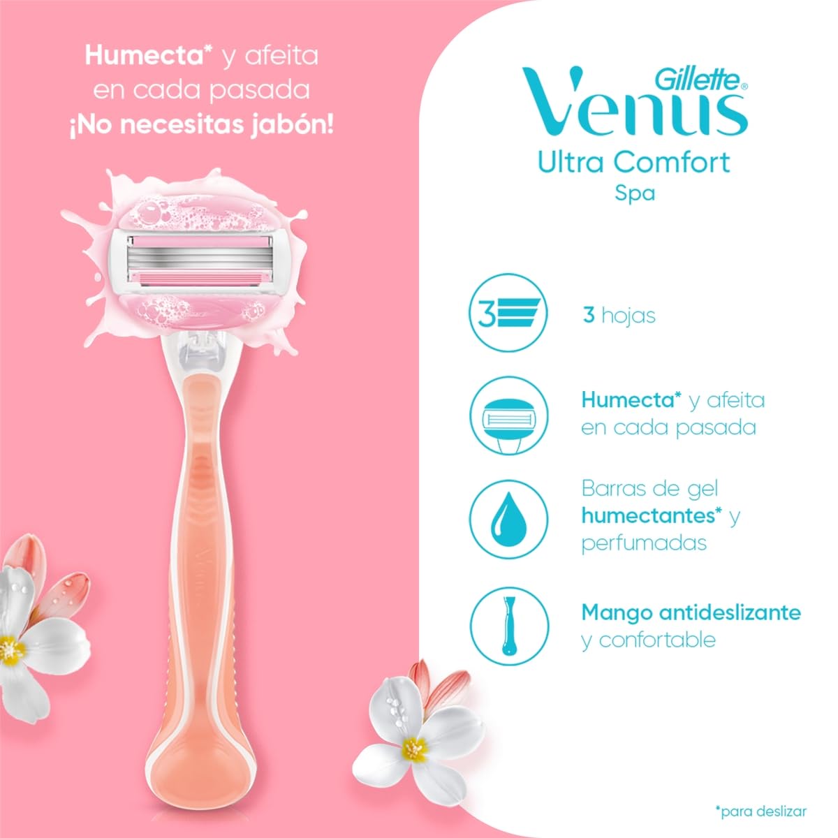 Gillette Cartucho Rastrillo Mujer Venus Ultra Comfort Spa 4 Ud