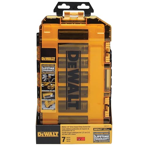 DEWALT - Juego de llaves de vaso de impacto profundo, 7 piezas, 1/2" métricas (DWMT74737)