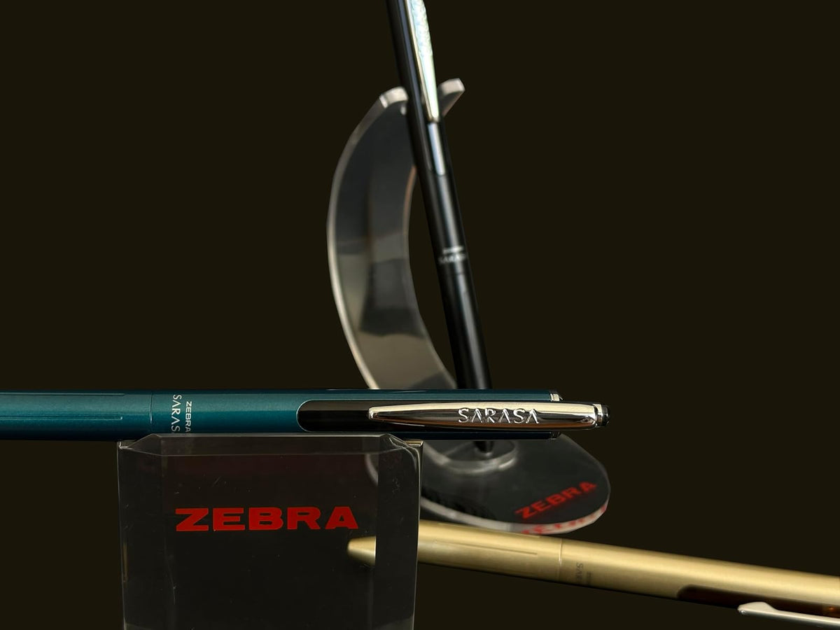 Zebra Bolígrafo Elegante Sarasa Grand de acero inoxidable con tinta gel de secado instantáneo + tarjetero (Blanco)